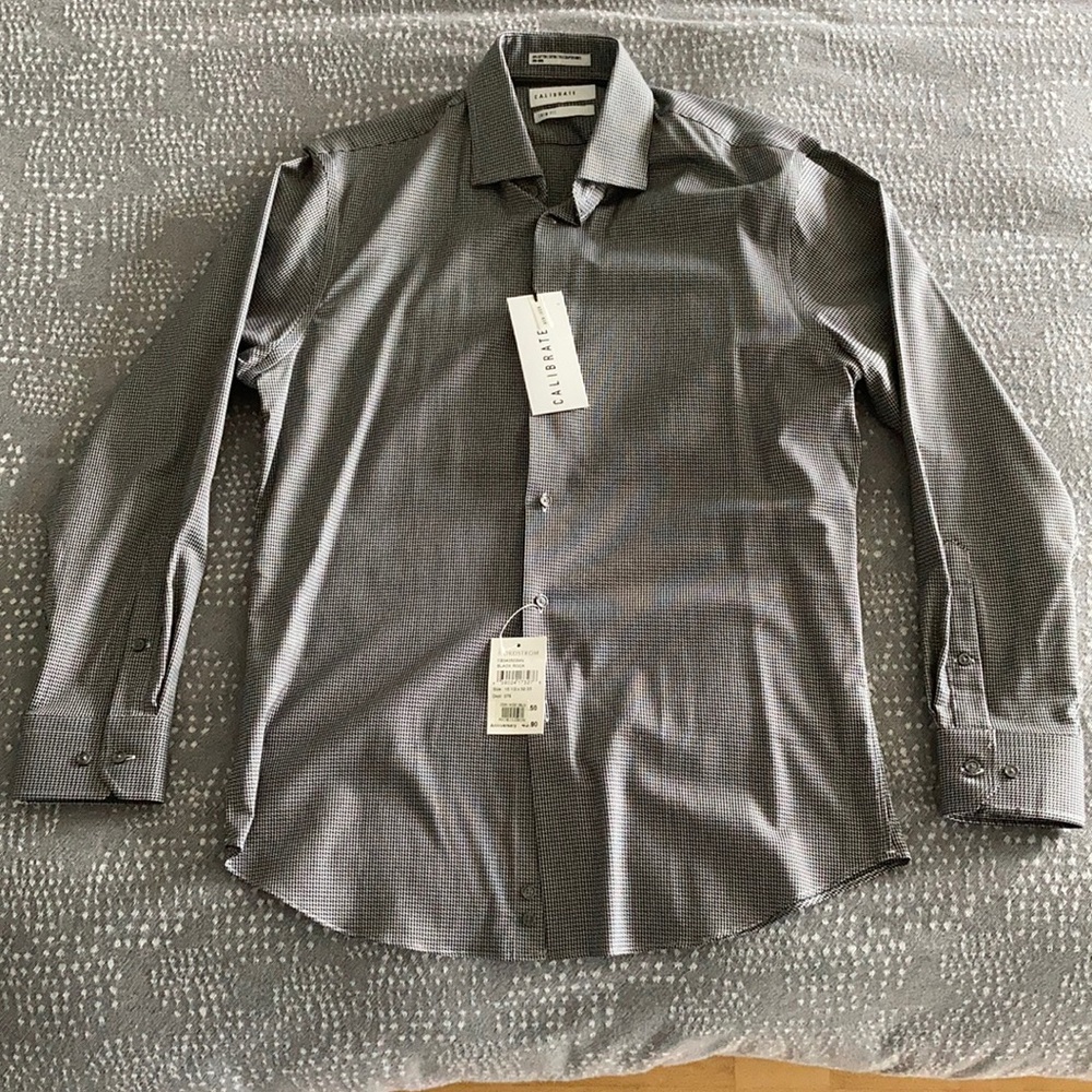 NWT Calibrate Men’s Trim Fit Button Down BLACK